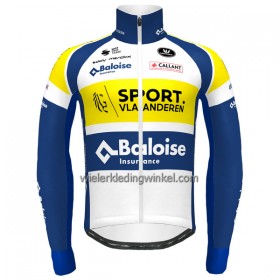 Set Fietsshirt Lange Mouw + Lange Koersbroek 2022 Sport Vlaanderen-Baloise Geel Blauw Wit